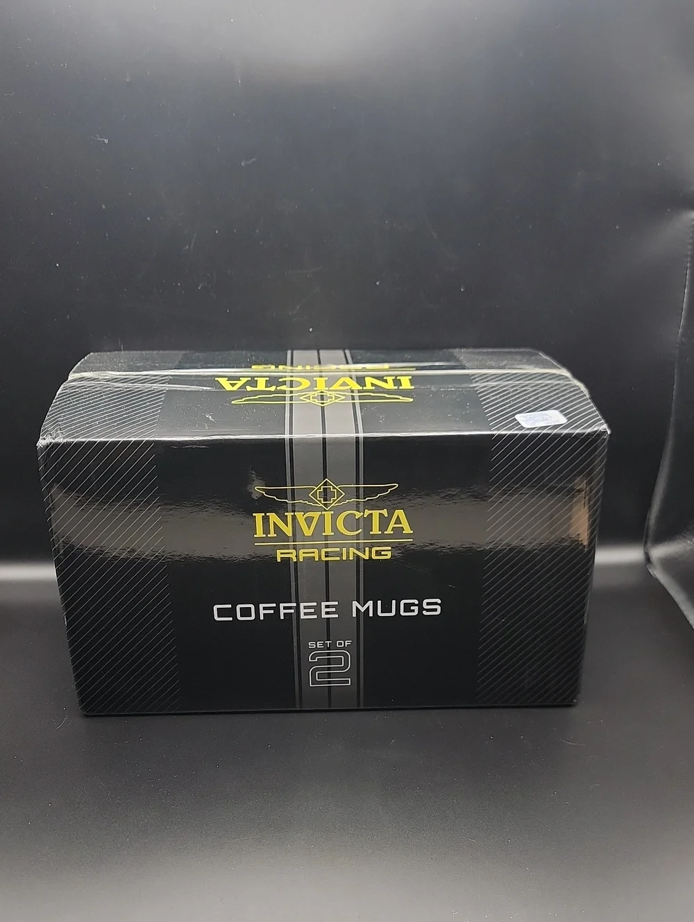 ☕️ NEW Invicta Set of 2 Ceramic F2 Racing Coffee Mugs Cups Black & Yellow IG0328